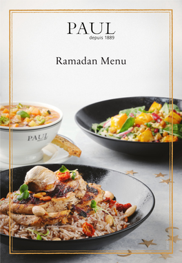 Ramadan Menu April 2020 SET MENUS Full Set Menu | 8.250 Soup, Salad, Main Course, Dessert and a Drink