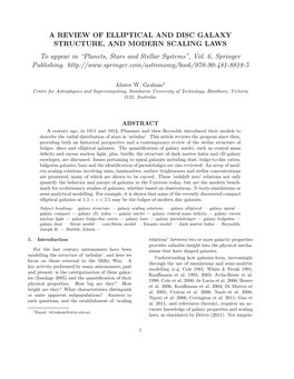 A REVIEW of ELLIPTICAL and DISC GALAXY STRUCTURE, and MODERN SCALING LAWS to Appear in “Planets, Stars and Stellar Systems”, Vol