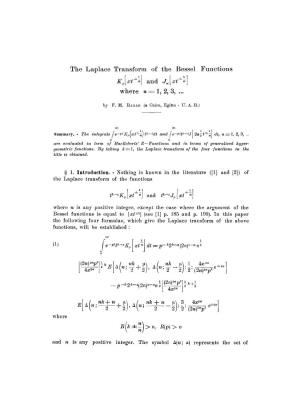 The Laplace Transform of the Bessel Functions &lt;Inlineequation ID="IE1