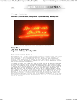 Whitehot | January 2008, Tracy Emin, Gagosian Gallery, Beverly Hills