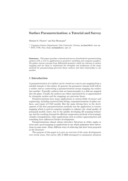 Surface Parameterization: a Tutorial and Survey