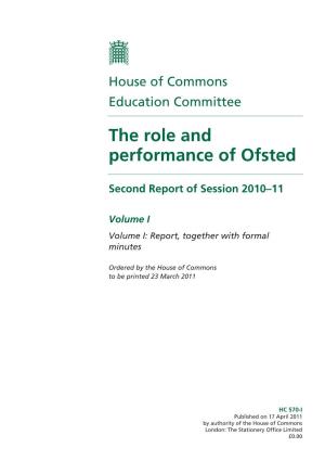 The Role and Performance of Ofsted