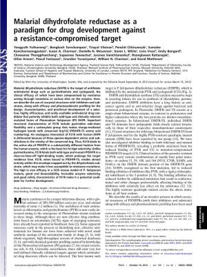 Malarial Dihydrofolate Reductase As a Paradigm for Drug Development Against a Resistance-Compromised Target