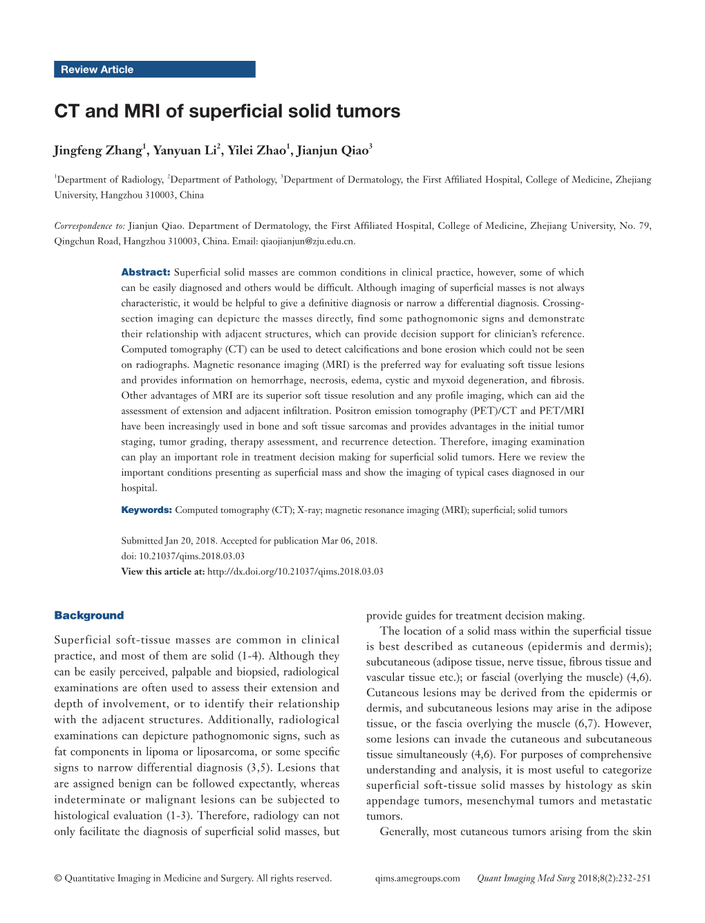 CT and MRI of Superficial Solid Tumors