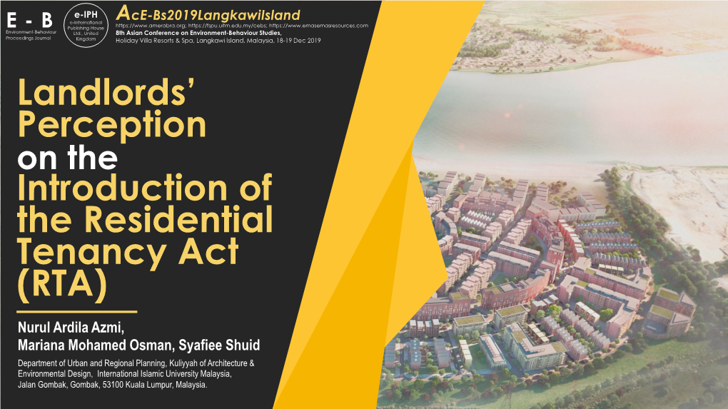 Landlords' Perception Introduction of the Residential Tenancy Act (RTA)
