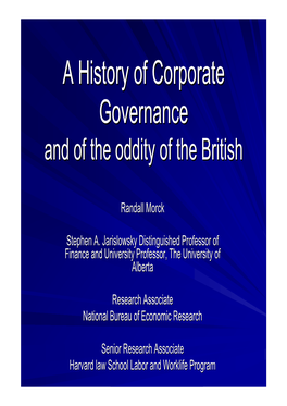 A History of Corporate Governance