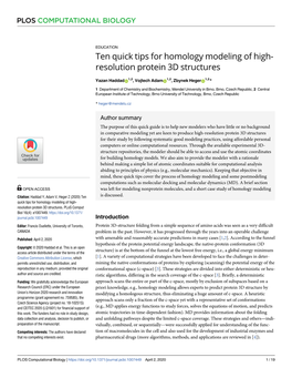 Ten Quick Tips for Homology Modeling of High-Resolution Protein 3D Structures