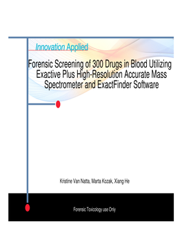 Screening of 300 Drugs in Blood Utilizing Second Generation