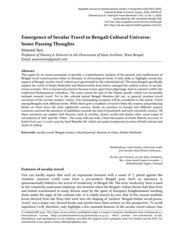 Emergence of Secular Travel in Bengali Cultural Universe