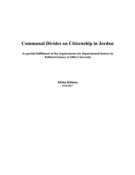 Communal Divides on Citizenship in Jordan