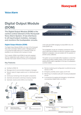 Digital Output Module (DOM) the Digital Output Module (DOM) Is the Central Control Element of the Honeywell Voice Alarm System