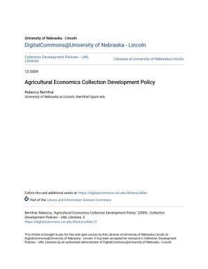 Agricultural Economics Collection Development Policy