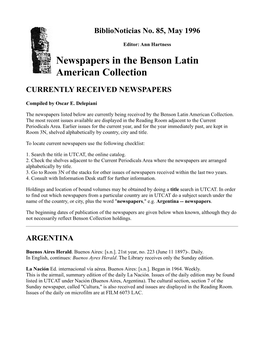 Newspapers in the Benson Latin American Collection