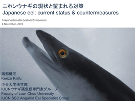 ニホンウナギの現状と望まれる対策 Japanese Eel: Current Status & Countermeasures Tokyo Sustainable Seafood Symposium 8 November, 2019