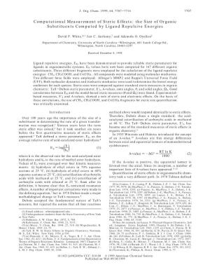 Computational Measurement of Steric Effects: the Size of Organic Substituents Computed by Ligand Repulsive Energies