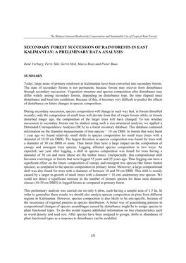 Secondary Forest Succession of Rainforests in East Kalimantan: a Preliminary Data Analysis