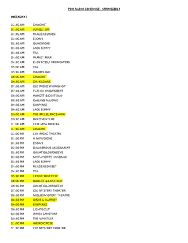 Pdh Radio Schedule - Spring 2014