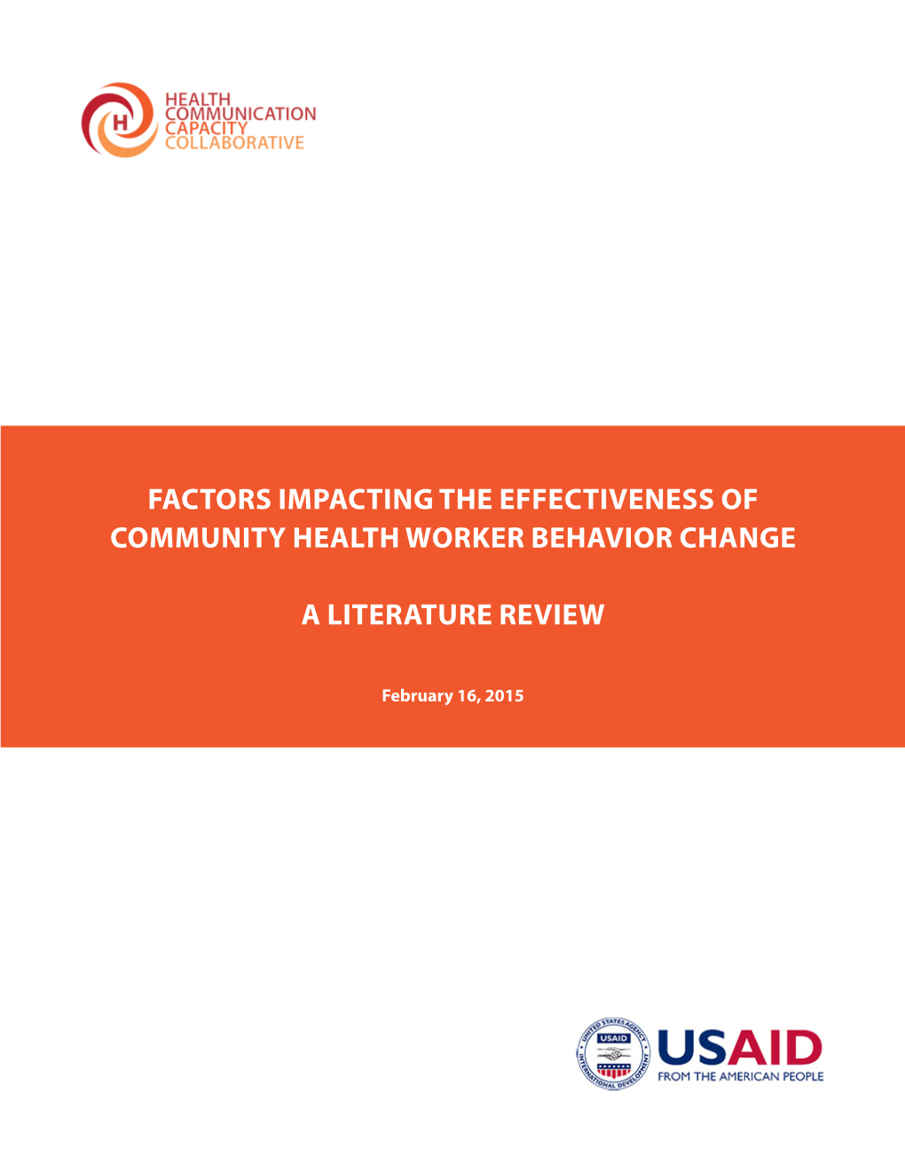 Factors Impacting the Effectiveness of Community Health Worker Behavior Change