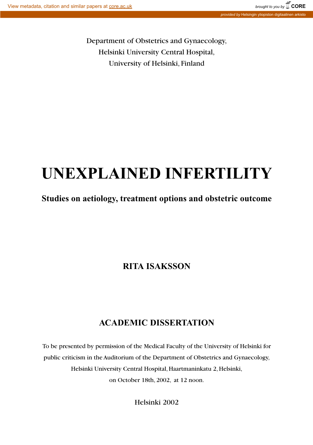 Unexplained Infertility