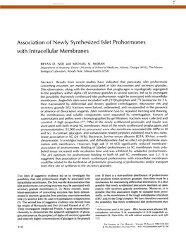 Association of Newly Synthesized Islet Prohormones with Intracellular Membranes