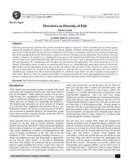 Overviews on Diversity of Fish
