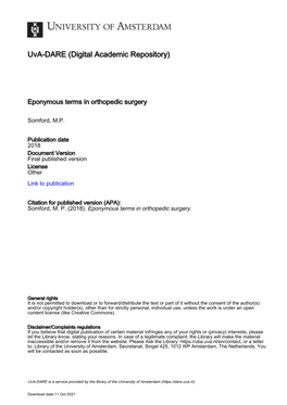 Eponymous Terms in Orthopedic Surgery
