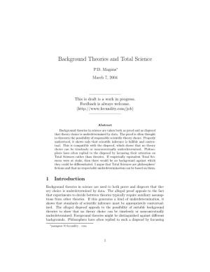 Background Theories and Total Science