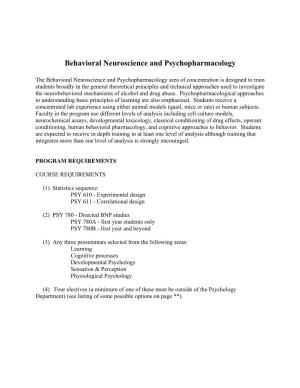 Behavioral Neuroscience and Psychopharmacology