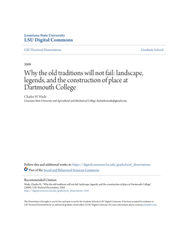 Why the Old Traditions Will Not Fail: Landscape, Legends, and the Construction of Place at Dartmouth College Charles H