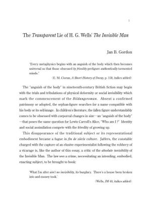 The Transparent Lie of H. G. Wells the Invisible