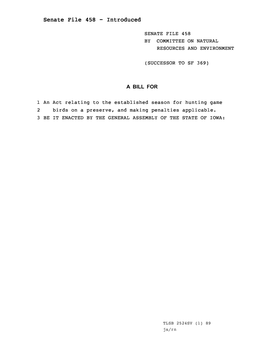 Senate File 458 - Introduced