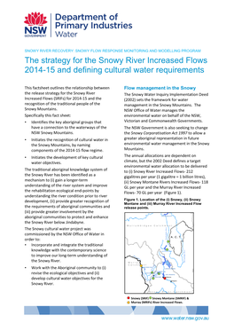 The Strategy for the Snowy River Increased Flows 2014-15 and Defining Cultural Water Requirements