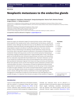 Neoplastic Metastases to the Endocrine Glands
