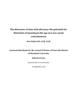 The Discourse of Jury Trial Advocacy: the Potential for Distortion of Meaning in the Age of a New Social Consciousness