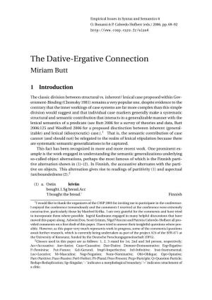 The Dative-Ergative Connection Miriam Butt