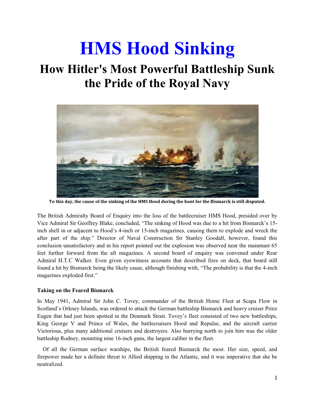 HMS Hood Sinking How Hitler's Most Powerful Battleship Sunk The Pride ...