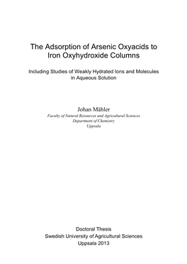 The Adsorption of Arsenic Oxyacids to Iron Oxyhydroxide Columns