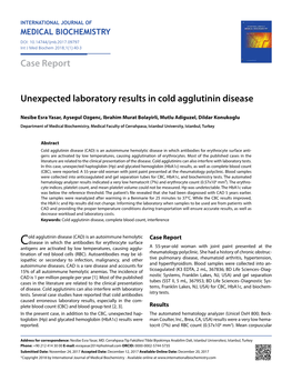 Case Report Unexpected Laboratory Results in Cold Agglutinin Disease