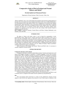 Comparative Study of Plot in Ferdausi and Nezami “Khosro and Shirin”