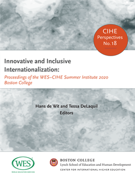 Innovative and Inclusive Internationalization: Proceedings of the WES–CIHE Summer Institute 2020 Boston College