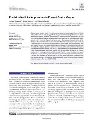 Precision Medicine Approaches to Prevent Gastric Cancer
