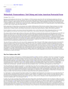 Melancholy Transcendence: Ted Chiang and Asian American Postracial Form