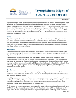 Phytophthora Blight of Cucurbits, Pepper, Tomato, and Eggplant - Thomas A