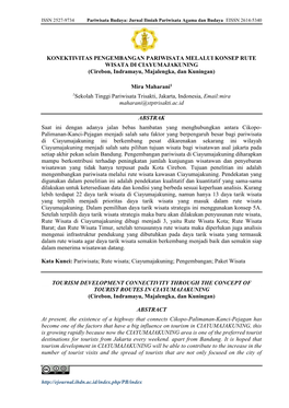 KONEKTIVITAS PENGEMBANGAN PARIWISATA MELALUI KONSEP RUTE WISATA DI CIAYUMAJAKUNING (Cirebon, Indramayu, Majalengka, Dan Kuningan)