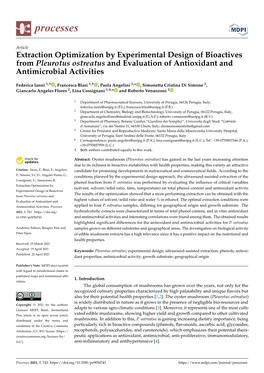 Extraction Optimization by Experimental Design of Bioactives from Pleurotus Ostreatus and Evaluation of Antioxidant and Antimicrobial Activities