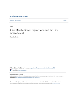Civil Disobedience, Injunctions, and the First Amendment Bruce Ledewitz