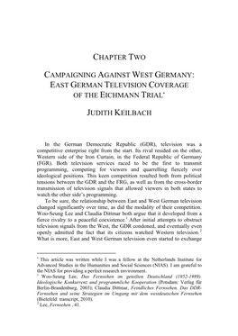 Chapter Two Campaigning Against West Germany: East