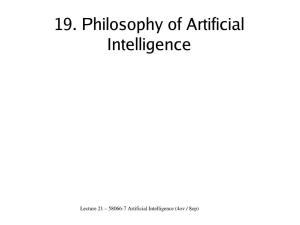 19. Philosophy of Artificial Intelligence