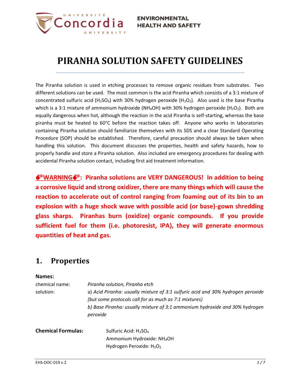 Piranha Solution Safety Guidelines