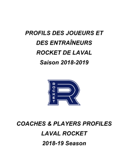 PROFILS DES JOUEURS ET DES ENTRAÎNEURS ROCKET DE LAVAL Saison 2018-2019